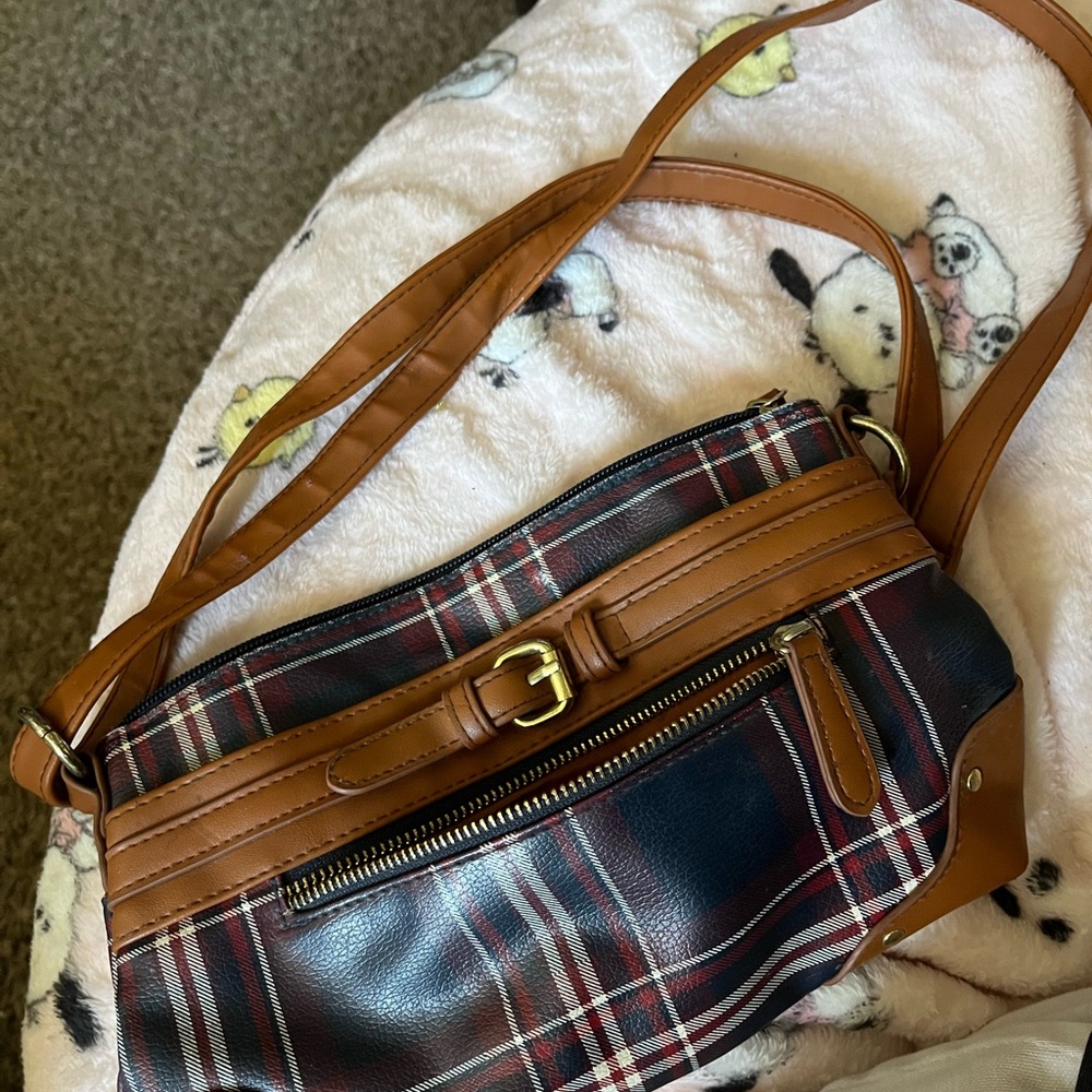Plaid Leather Crossbody Bag
